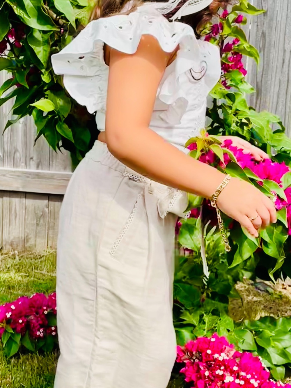 Chloe White Eyelet Ruffle Tank Top - Picture 3 of 9